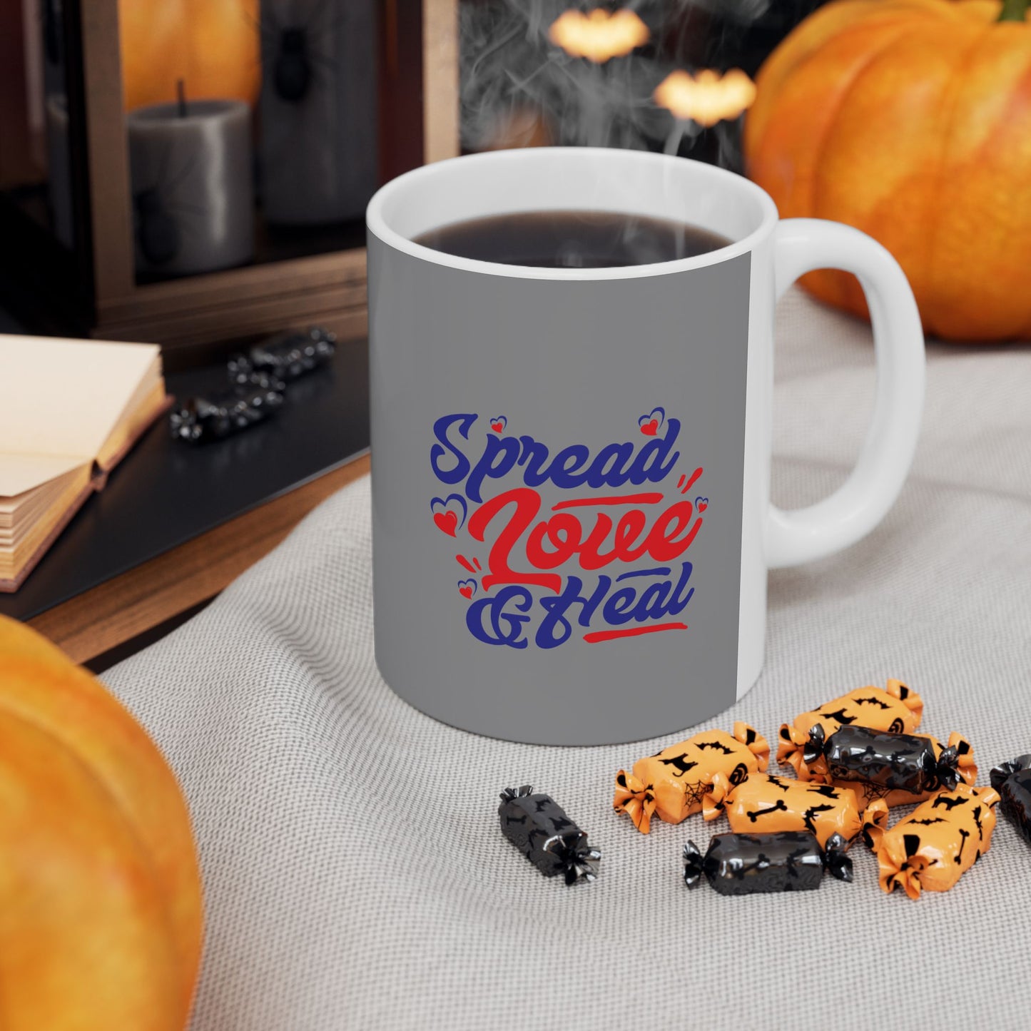 Spread Love and Heal 11oz & 15oz, Motivational Coffee Cup for Everyday Joy